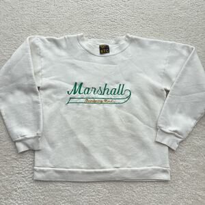 Vintage Marshall Thundering Herd Crewneck Sweatshirt Medium White Embroidered